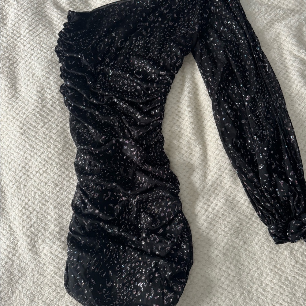 City Triangles One Sleeve sparkly Black Dress